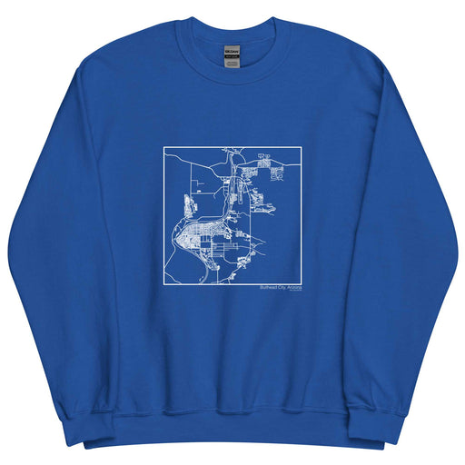 Bullhead City Arizona  Map Unisex Crewneck Sweater with City inscription in Royal Blue