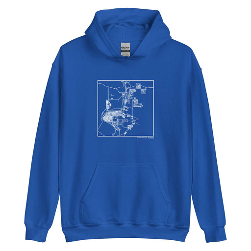Bullhead City Arizona  Map Unisex Hoodie Sweater with City inscription in Royal Blue
