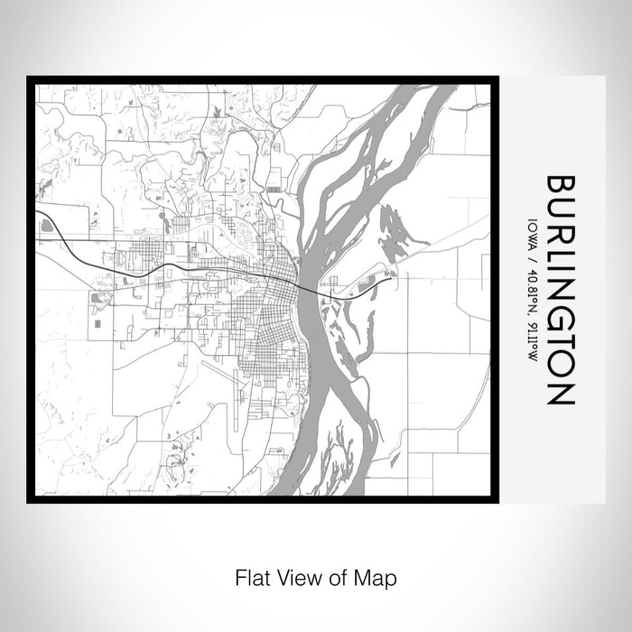 Rendered View of Burlington Iowa Map on 20oz Stainless Steel Insulated Bottle with Bamboo Top with printed classic style map