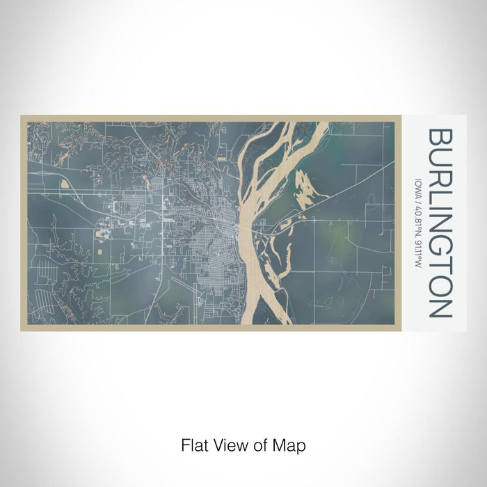 Rendered View of Burlington Iowa Map on 17oz Stainless Steel Insulated Bottle with printed afternoon style map
