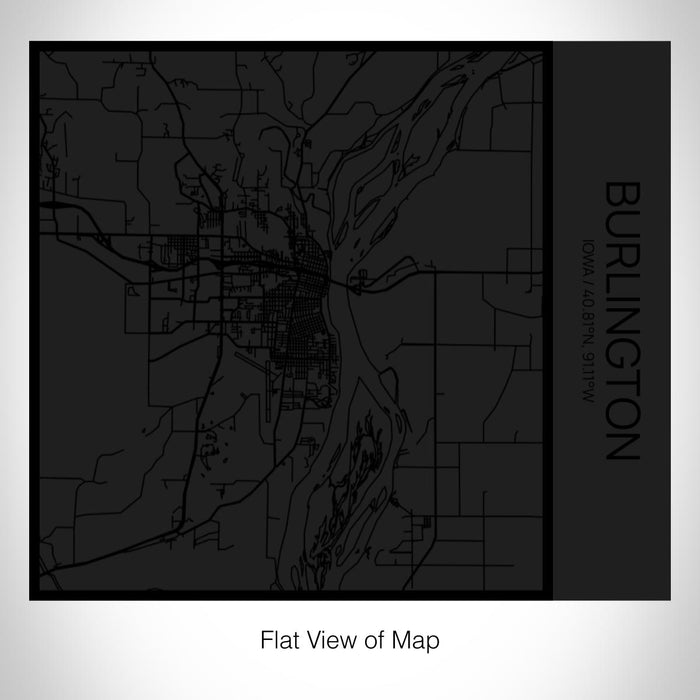 Rendered View of Burlington Iowa Map on 17oz Stainless Steel Insulated Tumbler in Matte Black with Tactile Lines