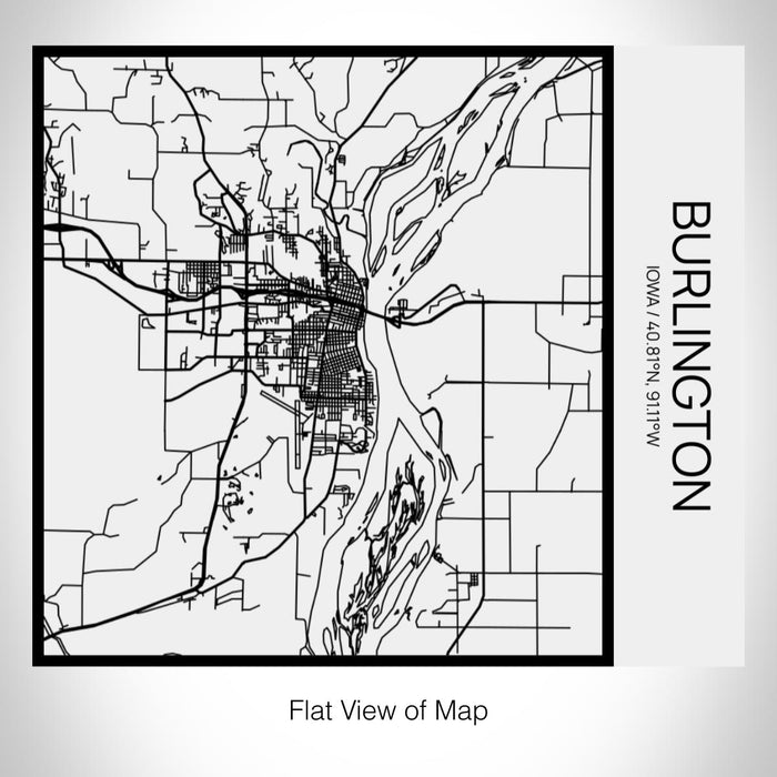 Rendered View of Burlington Iowa Map on 17oz Stainless Steel Insulated Tumbler in Matte White with Tactile Lines