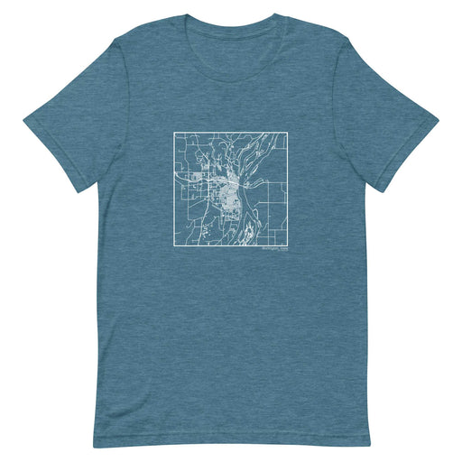 Burlington Iowa  Map Unisex T-Shirt with City inscription in Heather Teal