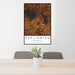 24x36 Burlington Kansas Map Print Portrait Orientation in Ember Style Behind 2 Chairs Table and Potted Plant