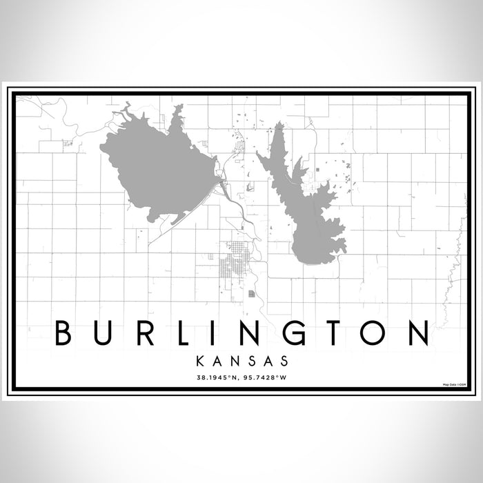 Burlington Kansas Map Print Landscape Orientation in Classic Style With Shaded Background