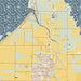 Burlington Kansas Map Print in Woodblock Style Zoomed In Close Up Showing Details