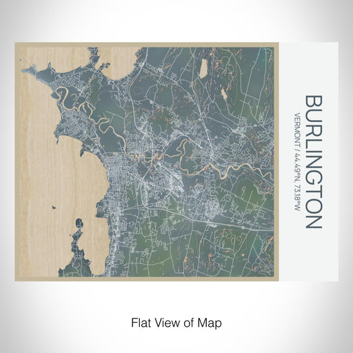 Rendered View of Burlington Vermont Map on 20oz Stainless Steel Insulated Bottle with Bamboo Top with printed afternoon style map