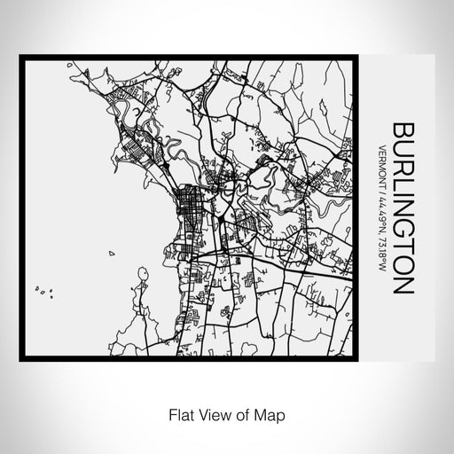 Rendered View of Burlington Vermont Map on 20oz Stainless Steel Insulated Bottle with Bamboo Top in Matte White with printed Tactile Lines Map in Black