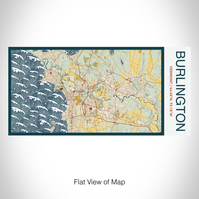 Rendered View of Burlington Vermont Map on 17oz Stainless Steel Insulated Bottle with printed woodblock style map