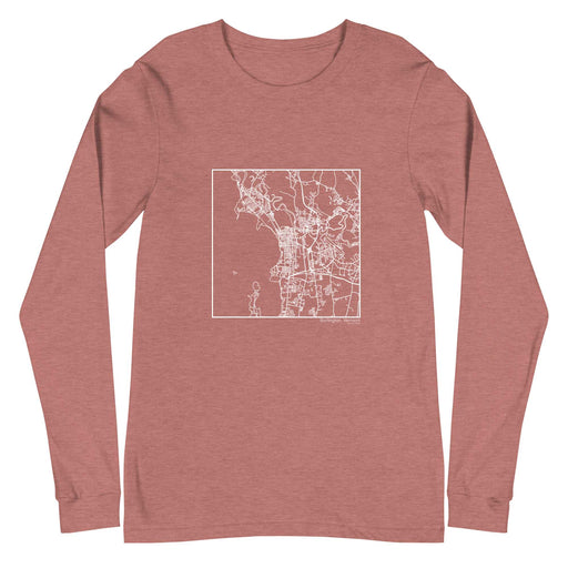 Burlington Vermont  Map Unisex Long-Sleeve T-shirt with City inscription in Heather Mauve
