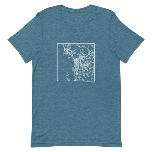 Burlington Vermont  Map Unisex T-Shirt with City inscription in Heather Teal