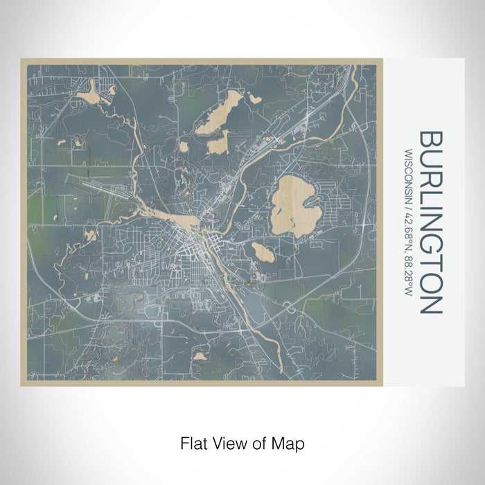 Rendered View of Burlington Wisconsin Map on 20oz Stainless Steel Insulated Bottle with Bamboo Top with printed afternoon style map