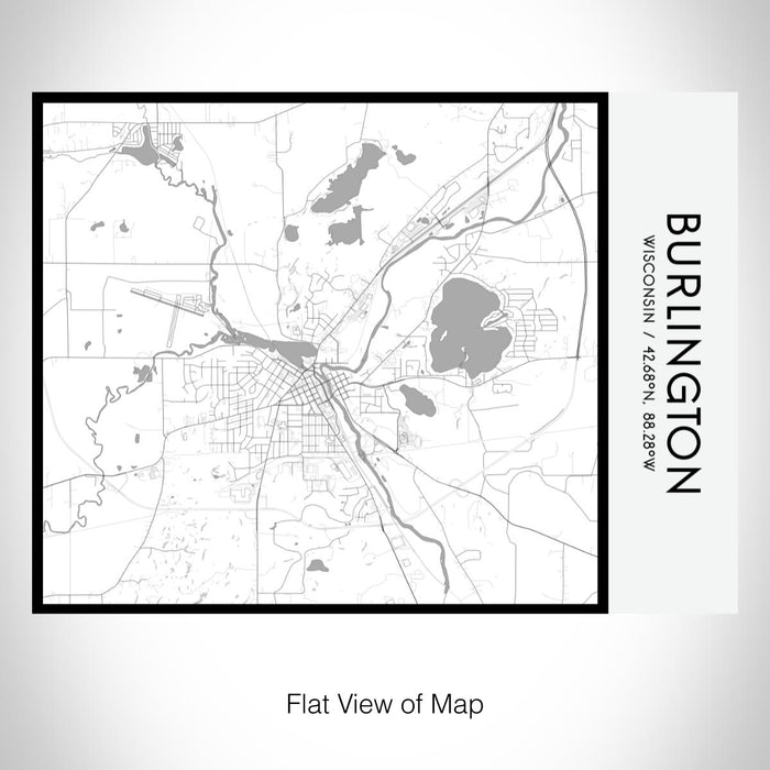 Rendered View of Burlington Wisconsin Map on 20oz Stainless Steel Insulated Bottle with Bamboo Top with printed classic style map