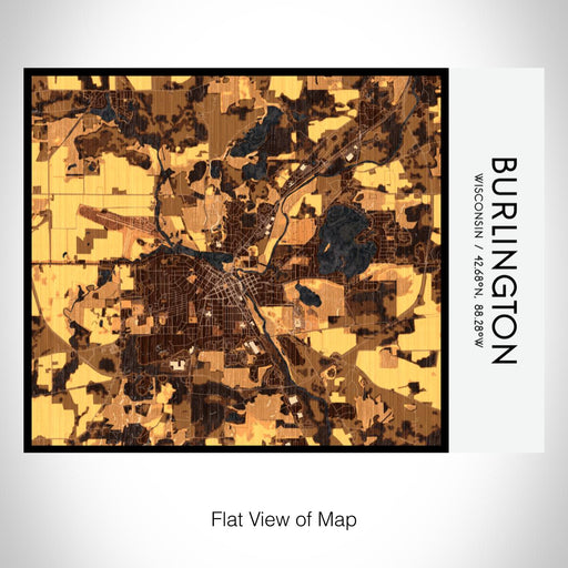 Rendered View of Burlington Wisconsin Map on 20oz Stainless Steel Insulated Bottle with Bamboo Top with printed ember style map