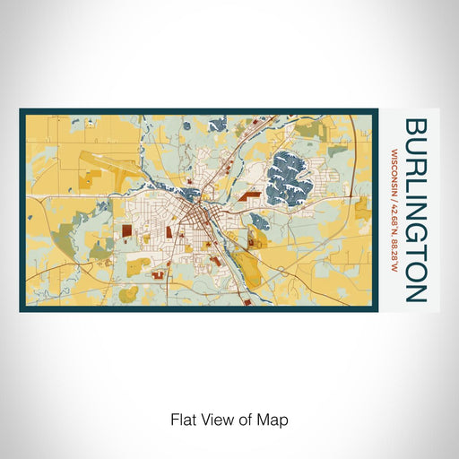 Rendered View of Burlington Wisconsin Map on 17oz Stainless Steel Insulated Bottle with printed woodblock style map