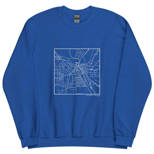 Burlington Wisconsin  Map Unisex Crewneck Sweater with City inscription in Royal Blue