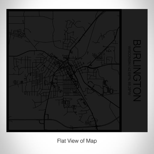 Rendered View of Burlington Wisconsin Map on 17oz Stainless Steel Insulated Tumbler in Matte Black with Tactile Lines
