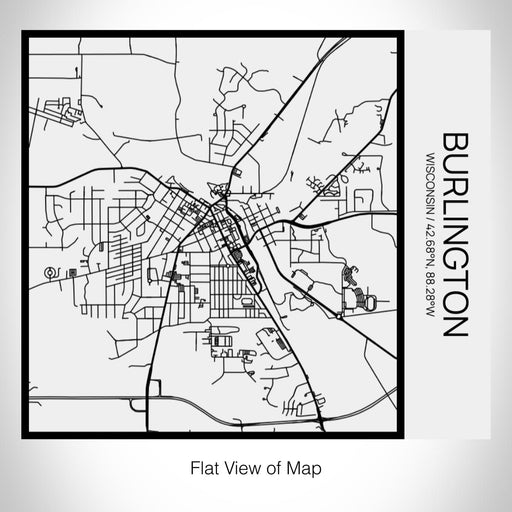Rendered View of Burlington Wisconsin Map on 17oz Stainless Steel Insulated Tumbler in Matte White with Tactile Lines