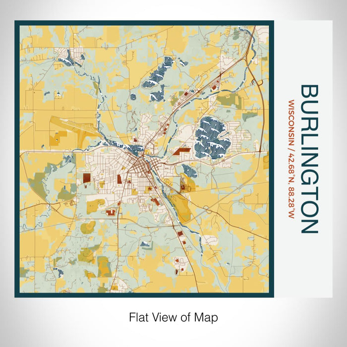 Rendered View of Burlington Wisconsin Map on 17oz Stainless Steel Insulated Tumbler in Woodblock Map Style