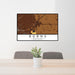 24x36 Burns Oregon Map Print Lanscape Orientation in Ember Style Behind 2 Chairs Table and Potted Plant