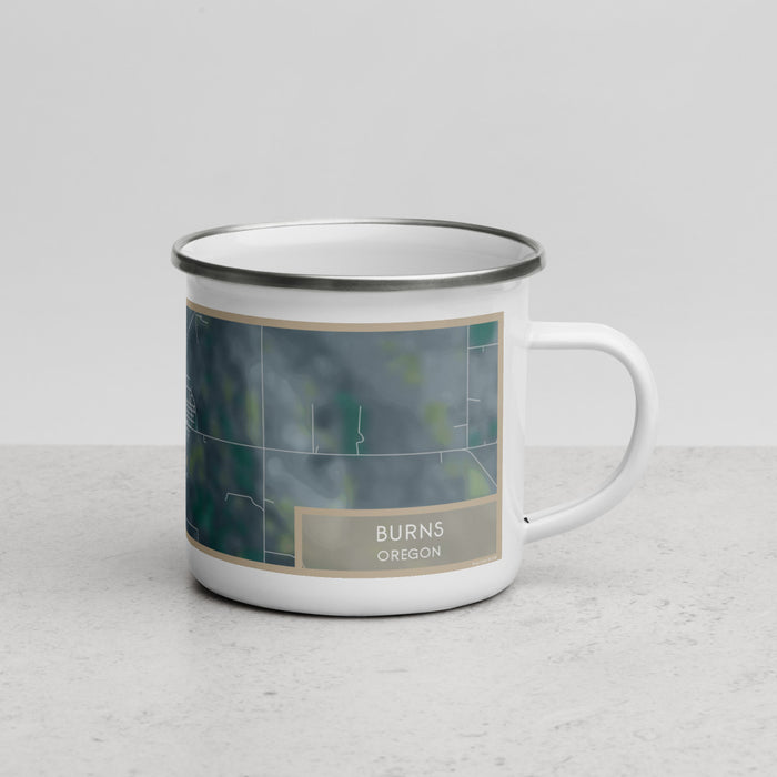 Right View Custom Burns Oregon Map Enamel Mug in Afternoon