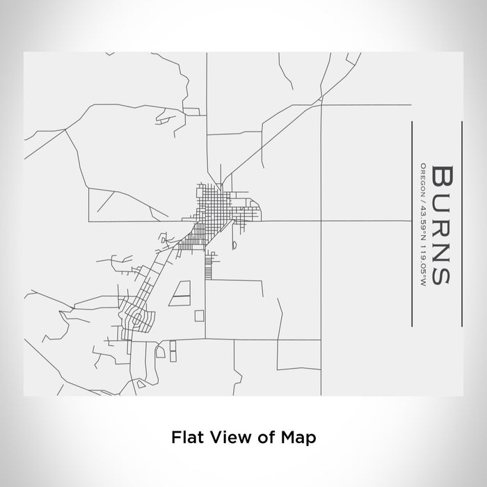 Rendered View of Burns Oregon Map Engraving on 20oz Stainless Steel Insulated Bottle with Bamboo Top in White