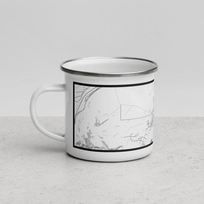 Left View Custom Burns Oregon Map Enamel Mug in Classic