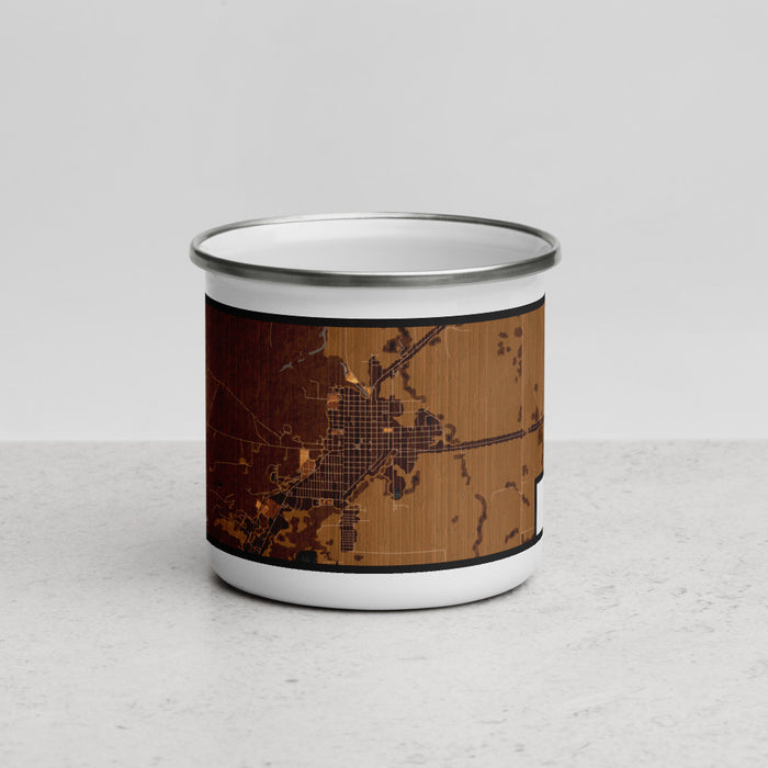 Front View Custom Burns Oregon Map Enamel Mug in Ember