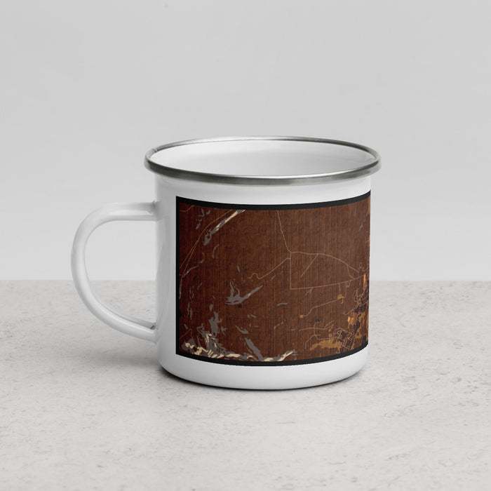 Left View Custom Burns Oregon Map Enamel Mug in Ember