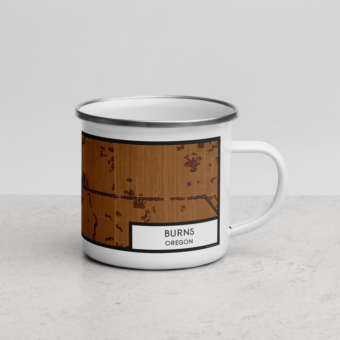 Right View Custom Burns Oregon Map Enamel Mug in Ember