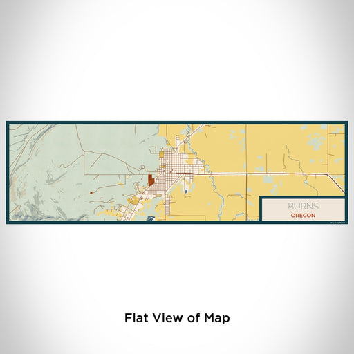 Flat View of Map Custom Burns Oregon Map Enamel Mug in Woodblock