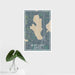 16x24 Burt Lake Michigan Map Print Portrait Orientation in Afternoon Style With Tropical Plant Leaves in Water