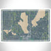 Burt Lake Michigan Map Print Landscape Orientation in Afternoon Style With Shaded Background