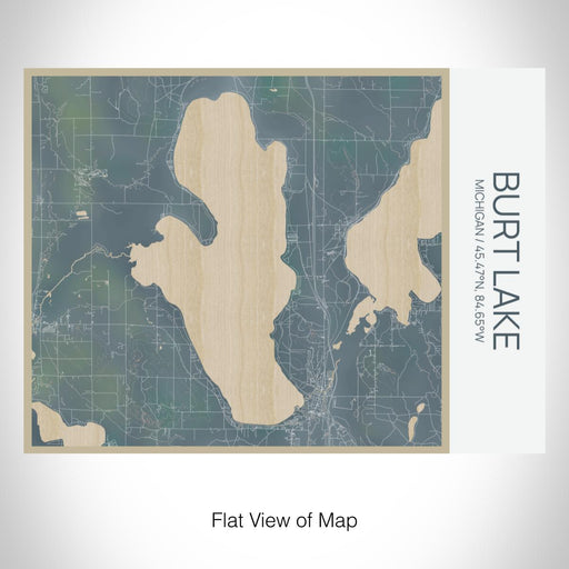 Rendered View of Burt Lake Michigan Map on 20oz Stainless Steel Insulated Bottle with Bamboo Top with printed afternoon style map