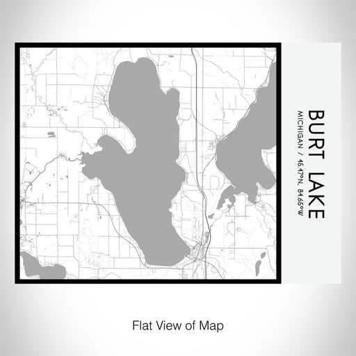 Rendered View of Burt Lake Michigan Map on 20oz Stainless Steel Insulated Bottle with Bamboo Top with printed classic style map