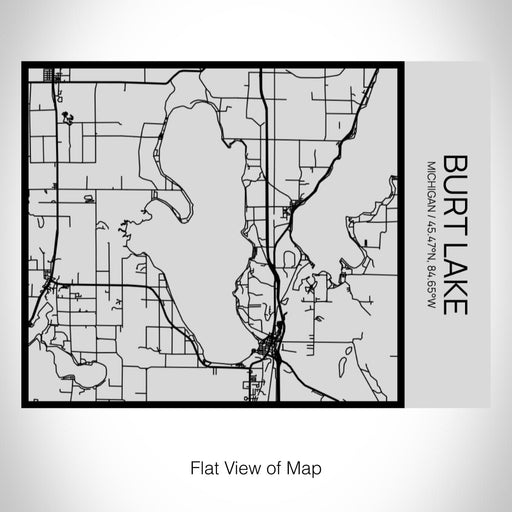 Rendered View of Burt Lake Michigan Map on 20oz Stainless Steel Insulated Bottle with Bamboo Top with printed Tactile Lines Map in Black
