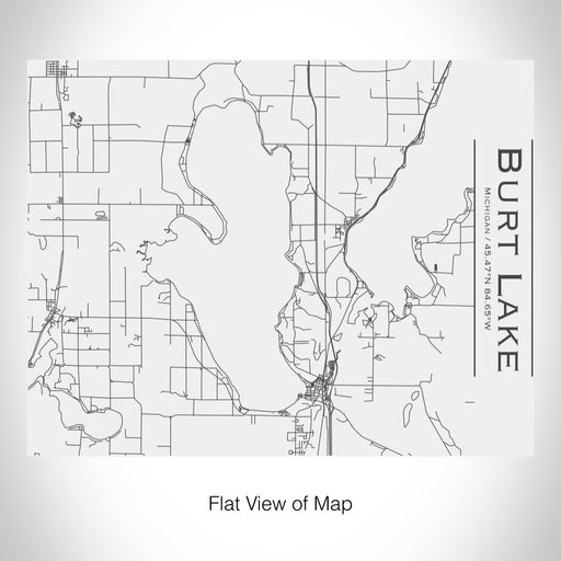Rendered View of Burt Lake Michigan Map on 20oz Stainless Steel Insulated Bottle with Bamboo Top in White