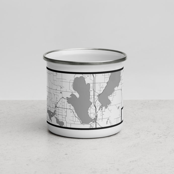 Front View Custom Burt Lake Michigan Map Enamel Mug in Classic