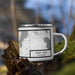 Right View Custom Burt Lake Michigan Map Enamel Mug in Classic on Grass With Trees in Background