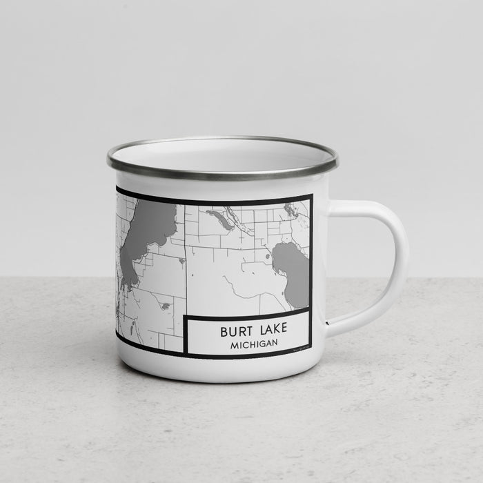 Right View Custom Burt Lake Michigan Map Enamel Mug in Classic