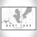 Burt Lake Michigan Map Print Landscape Orientation in Classic Style With Shaded Background