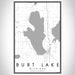 Burt Lake Michigan Map Print Portrait Orientation in Classic Style With Shaded Background