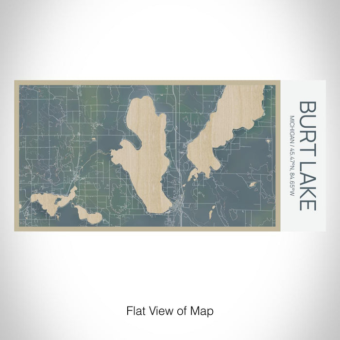 Rendered View of Burt Lake Michigan Map on 17oz Stainless Steel Insulated Bottle with printed afternoon style map