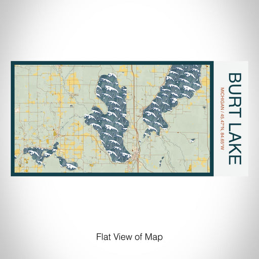Rendered View of Burt Lake Michigan Map on 17oz Stainless Steel Insulated Bottle with printed woodblock style map