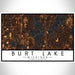 Burt Lake Michigan Map Print Landscape Orientation in Ember Style With Shaded Background