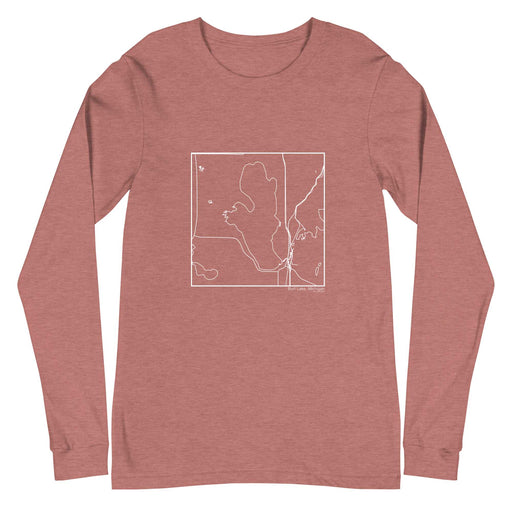 Burt Lake Michigan  Map Unisex Long-Sleeve T-shirt with City inscription in Heather Mauve