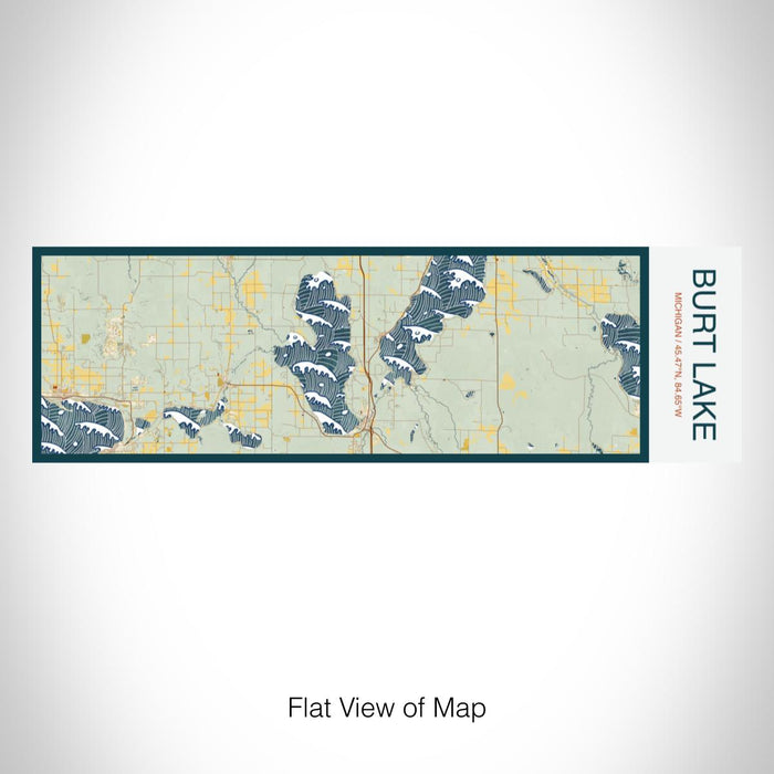 Rendered View of Burt Lake Michigan Map on 10oz Stainless Steel Insulated Cup in Woodblock with Sliding Lid