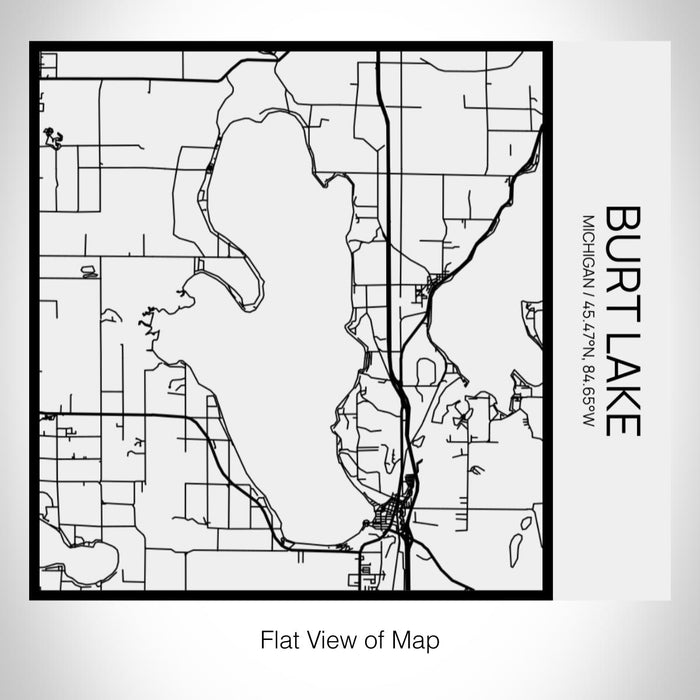Rendered View of Burt Lake Michigan Map on 17oz Stainless Steel Insulated Tumbler in Matte White with Tactile Lines