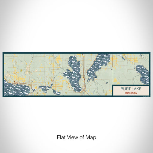 Flat View of Map Custom Burt Lake Michigan Map Enamel Mug in Woodblock