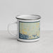 Left View Custom Burt Lake Michigan Map Enamel Mug in Woodblock